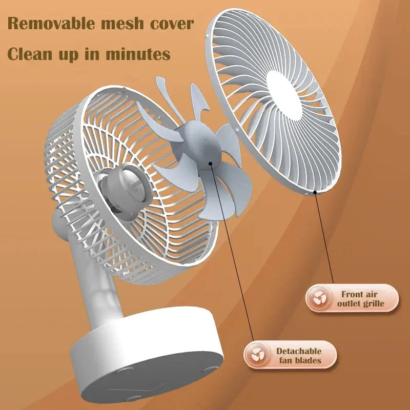 Mini Oscillating Fan, Portable Battery-Operated Table Fan with 4 Speed Levels, 6-inch Desk fan with Timer Streetsharks