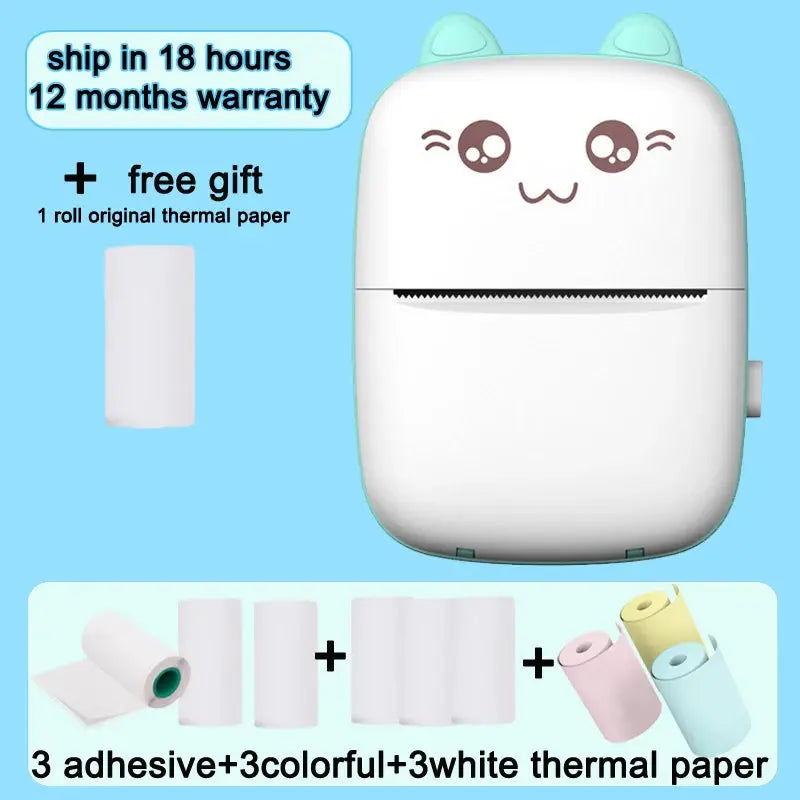 Mini Printer Bluetooth WiFi Connected Thermal Paper Label Mobile Phone Photo Title Note Pockt Portable Student Error Maker - Streetsharks