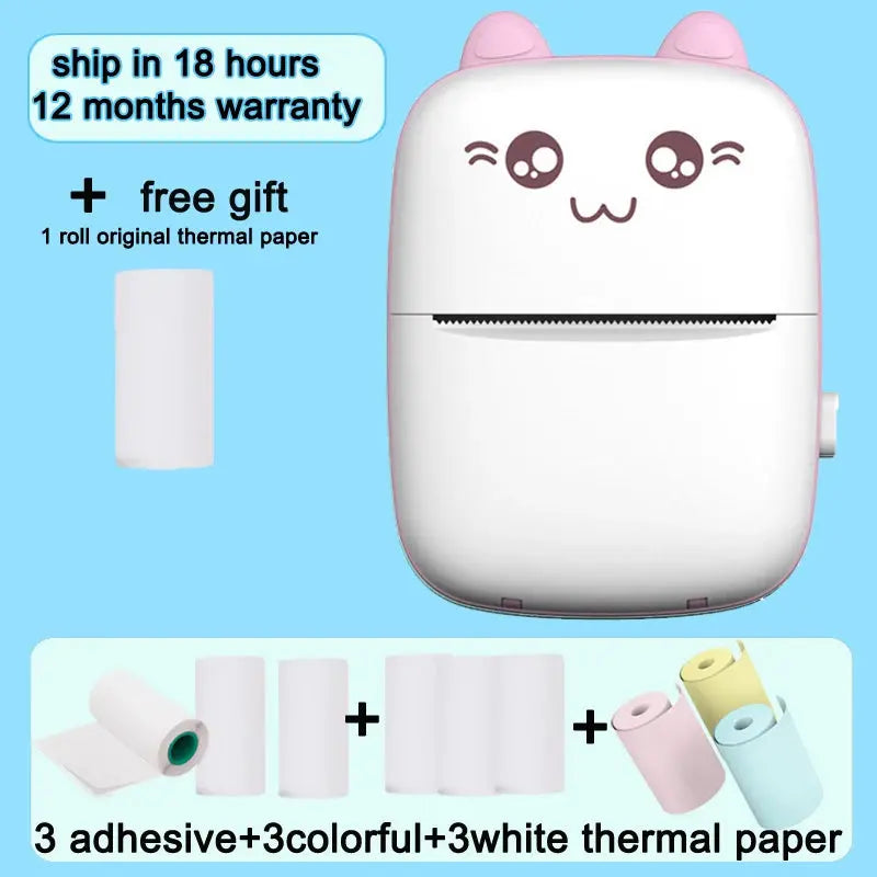 Mini Printer Bluetooth WiFi Connected Thermal Paper Label Mobile Phone Photo Title Note Pockt Portable Student Error Maker - Streetsharks