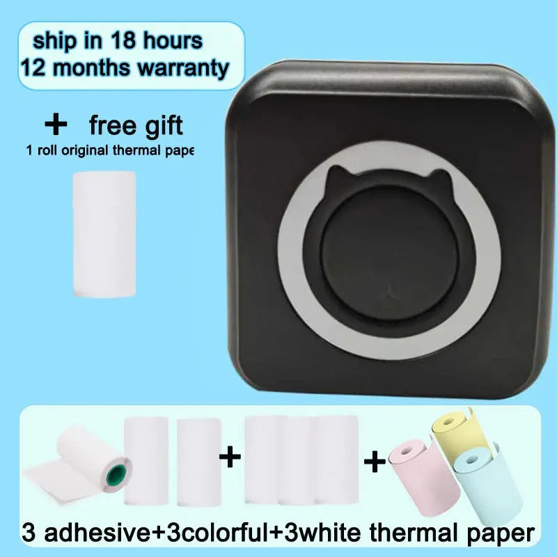 Mini Printer Bluetooth WiFi Connected Thermal Paper Label Mobile Phone Photo Title Note Pockt Portable Student Error Maker - Streetsharks