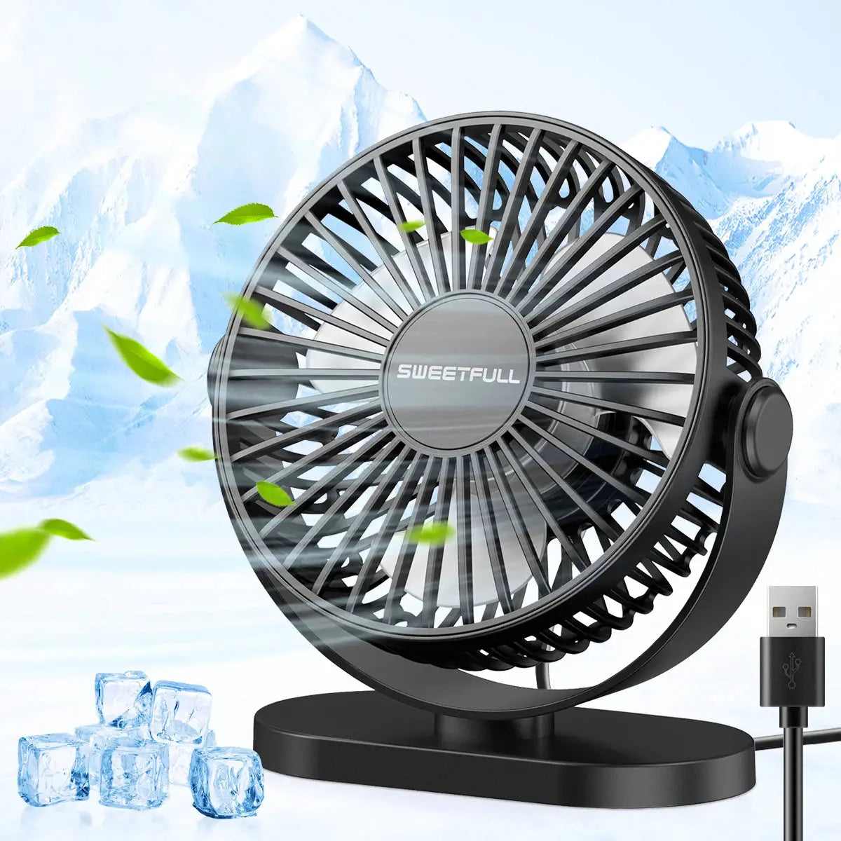 Mini USB Desktop Fan Portable Hook up Fan Desktop Office USB Quiet Cooling Fans Three Speed Adjustment Suitable For Home Office Streetsharks