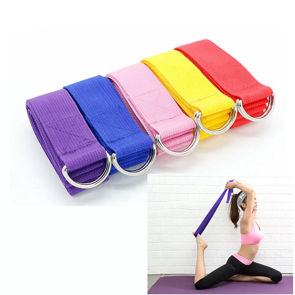 Multicolors Yoga Stretch Strap D-Ring Belt Fitness Exercise Gym Rope Figure Waist Streetsharks