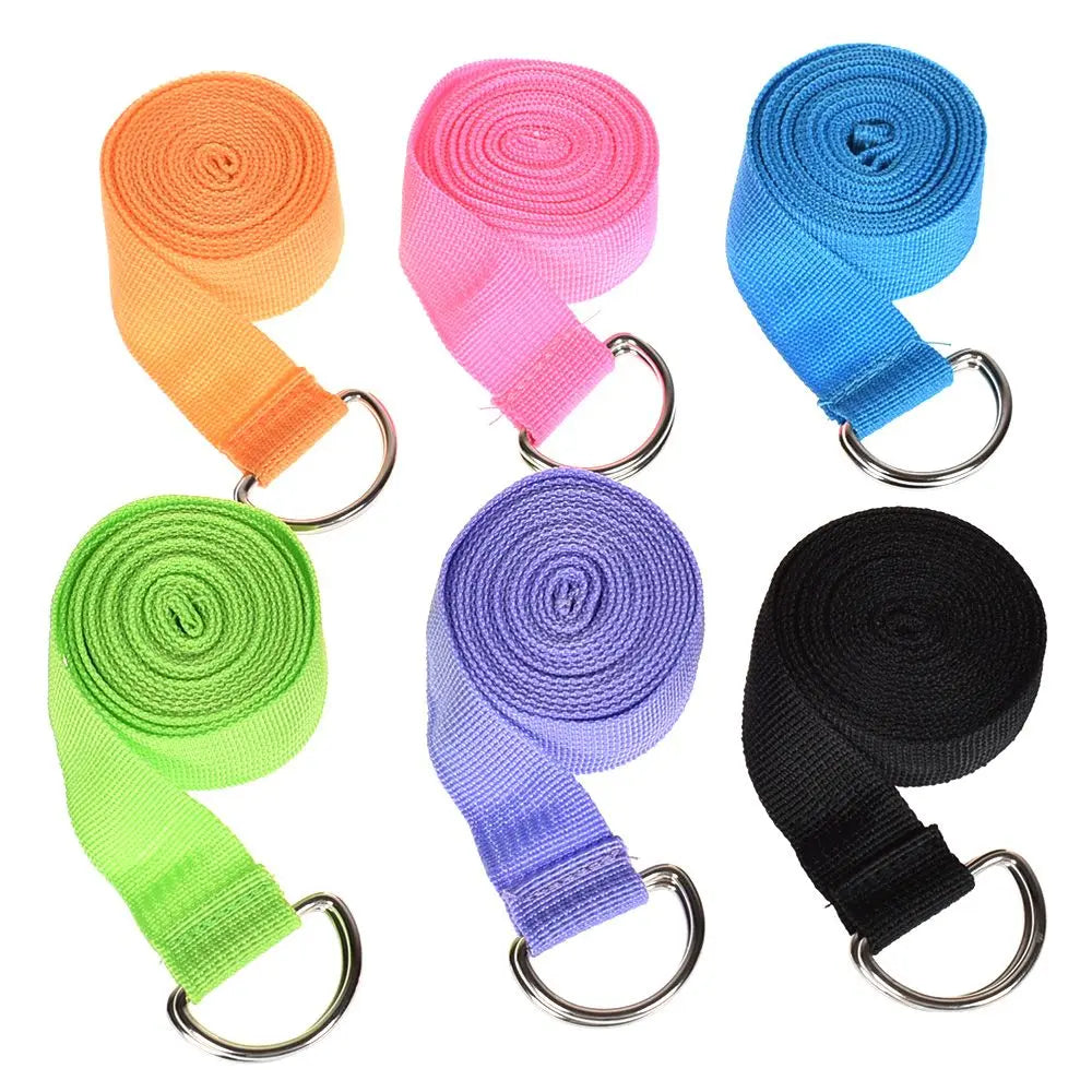 Multicolors Yoga Stretch Strap D-Ring Belt Fitness Exercise Gym Rope Figure Waist Streetsharks