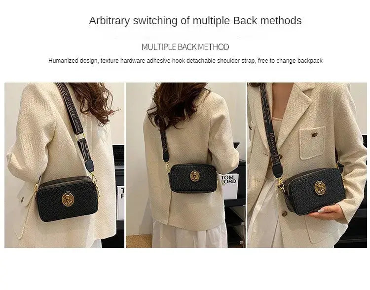 New 2024  European and American minimalist texture women's luxury  bag, fashionable large capacity crossbody bag, camera small square bag Streetsharks