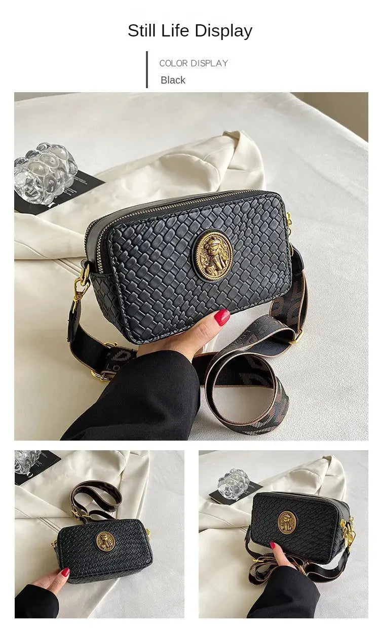 New 2024  European and American minimalist texture women's luxury  bag, fashionable large capacity crossbody bag, camera small square bag Streetsharks