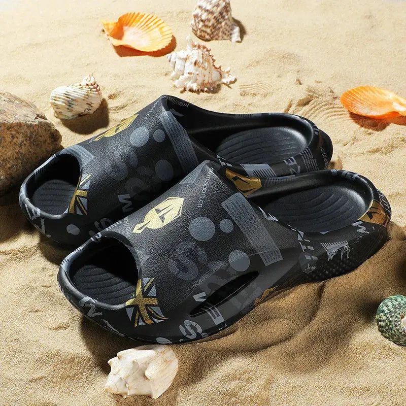 New 2024 Summer Thick Bottom Patchwork Fashion Sandals Men Casual Beach Shoes Hollow-Out Garden Clogs Outdoor Slippers Streetsharks