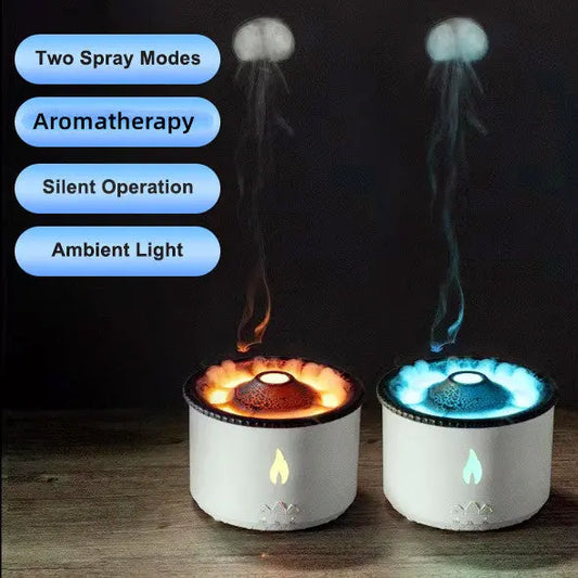 New Creative Ultrasonic Essential Oil Humidifier Volcano Aromatherapy Machine Spray Jellyfish Air Flame Humidifier Diffuser StreetSharks