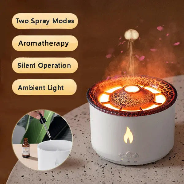 New Creative Ultrasonic Essential Oil Humidifier Volcano Aromatherapy Machine Spray Jellyfish Air Flame Humidifier Diffuser StreetSharks