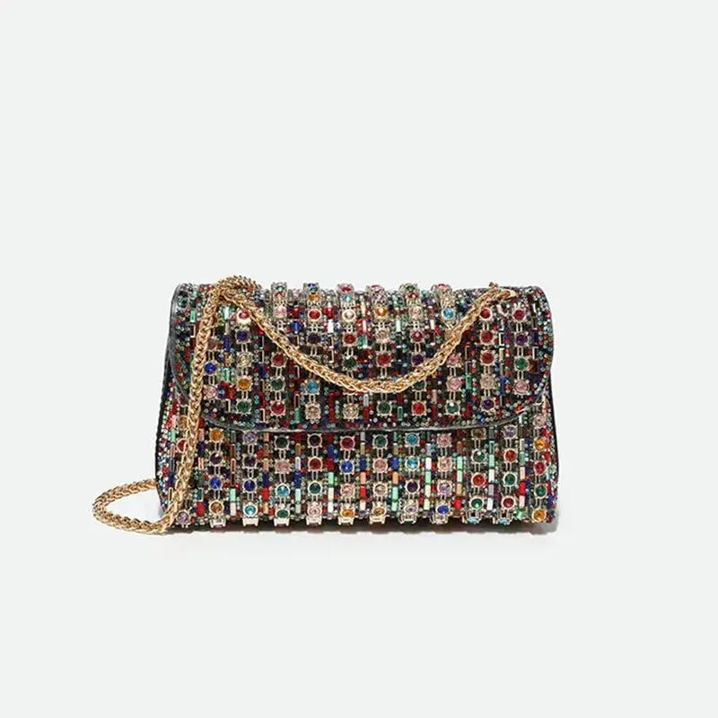 New Design Diamond-encrusted Dinner Party Small Square Bag Single Shoulder Crossbody Armpit Bag Full Diamond Bag Streetsharks