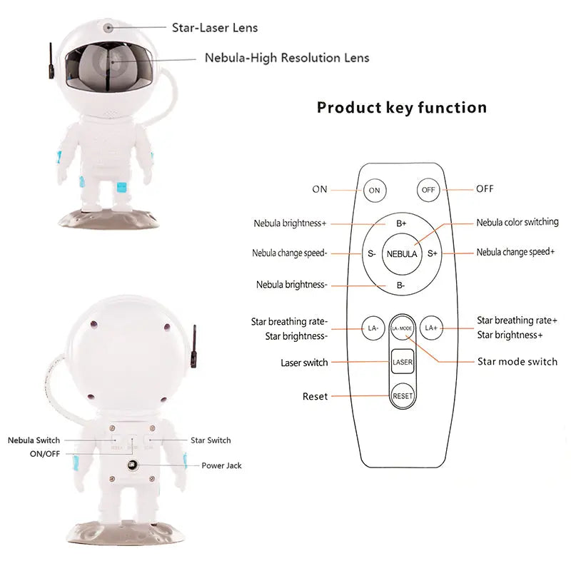 New Galaxy Projector Astronaut Starry Sky Projector Remote Control Music Laser - Streetsharks