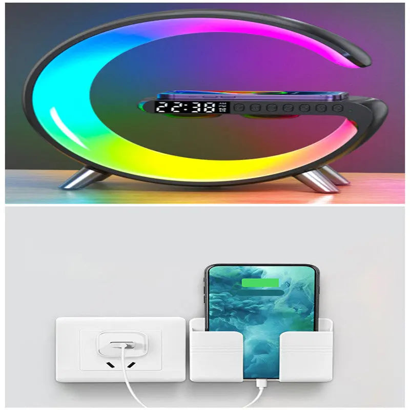 New Intelligent G Shaped LED Lamp Bluetooth Speake Wireless Charger Atmosphere Lamp App Control For Bedroom Home Decor StreetSharks