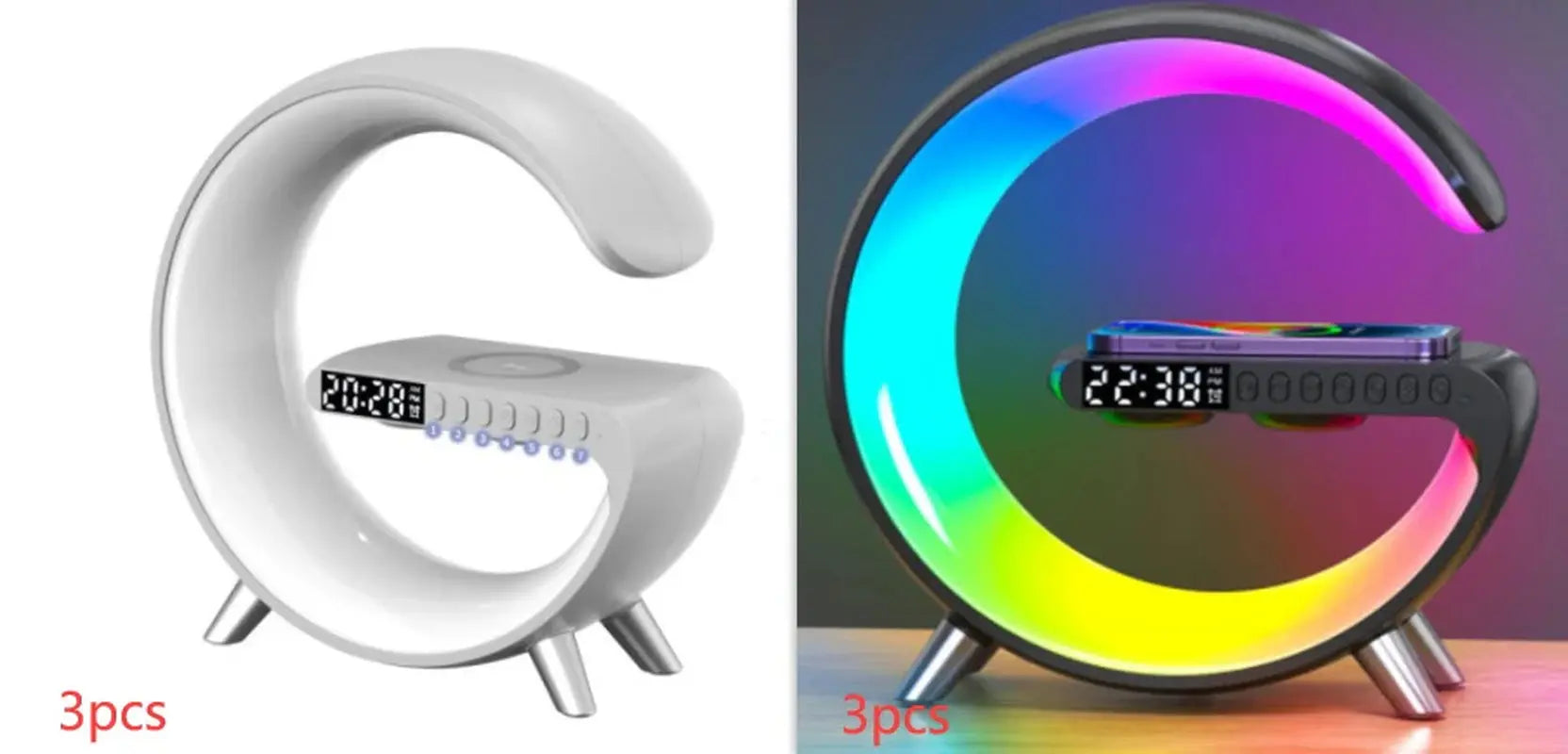 Bluetooth Speaker Wireless Charger New Intelligent G Shaped LED Lamp Bluetooth Speake Wireless Charger Atmosphere Lamp App Control for Bedroom Home Decor - Streetsharks