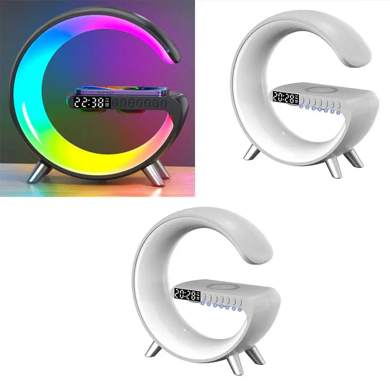 Bluetooth Speaker Wireless Charger New Intelligent G Shaped LED Lamp Bluetooth Speake Wireless Charger Atmosphere Lamp App Control for Bedroom Home Decor - Streetsharks