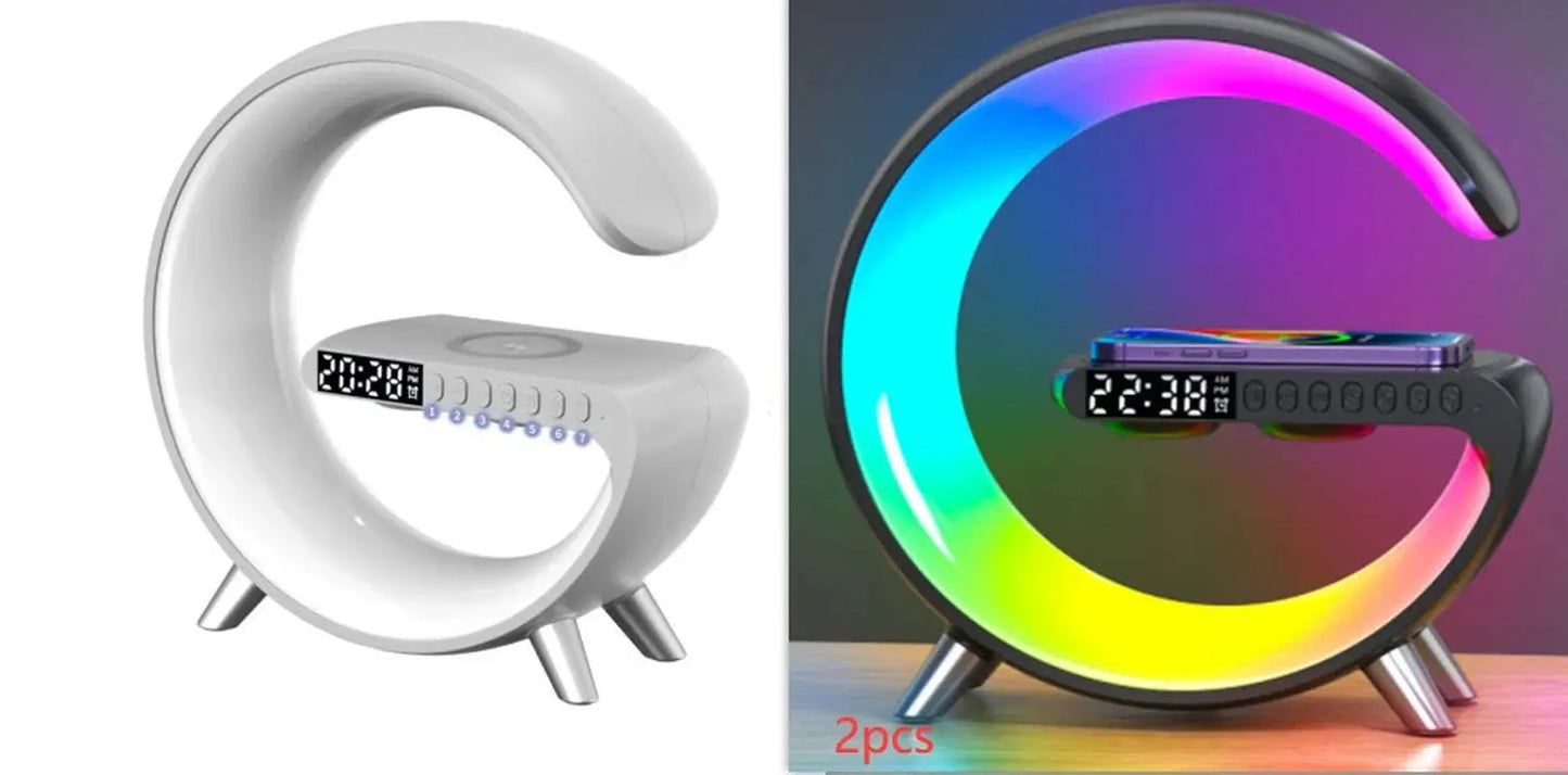 Bluetooth Speaker Wireless Charger New Intelligent G Shaped LED Lamp Bluetooth Speake Wireless Charger Atmosphere Lamp App Control for Bedroom Home Decor - Streetsharks