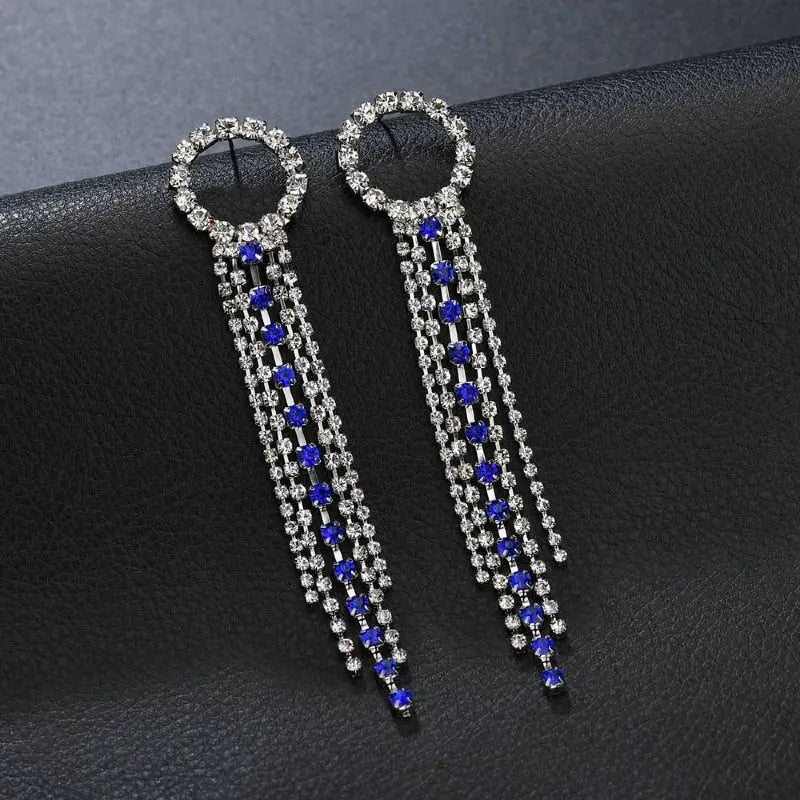 New Luxury Crystal Long Tassel Earrings Wedding Jewelry Gifts Streetsharks