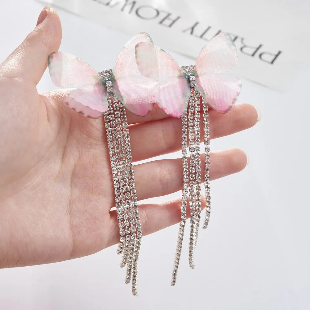 New Luxury Crystal Long Tassel Earrings Wedding Jewelry Gifts Streetsharks