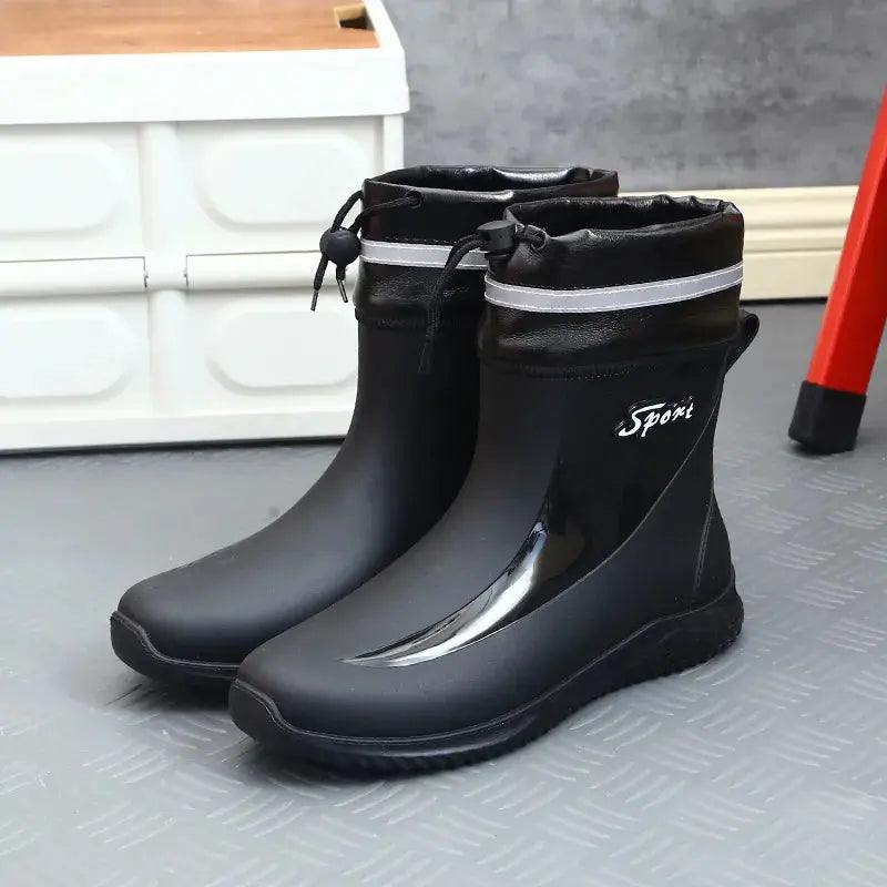 New Mens Rain Boots  Anti-slip Wear-resistant Outdoor Waterproof Shoes -  Streetsharks