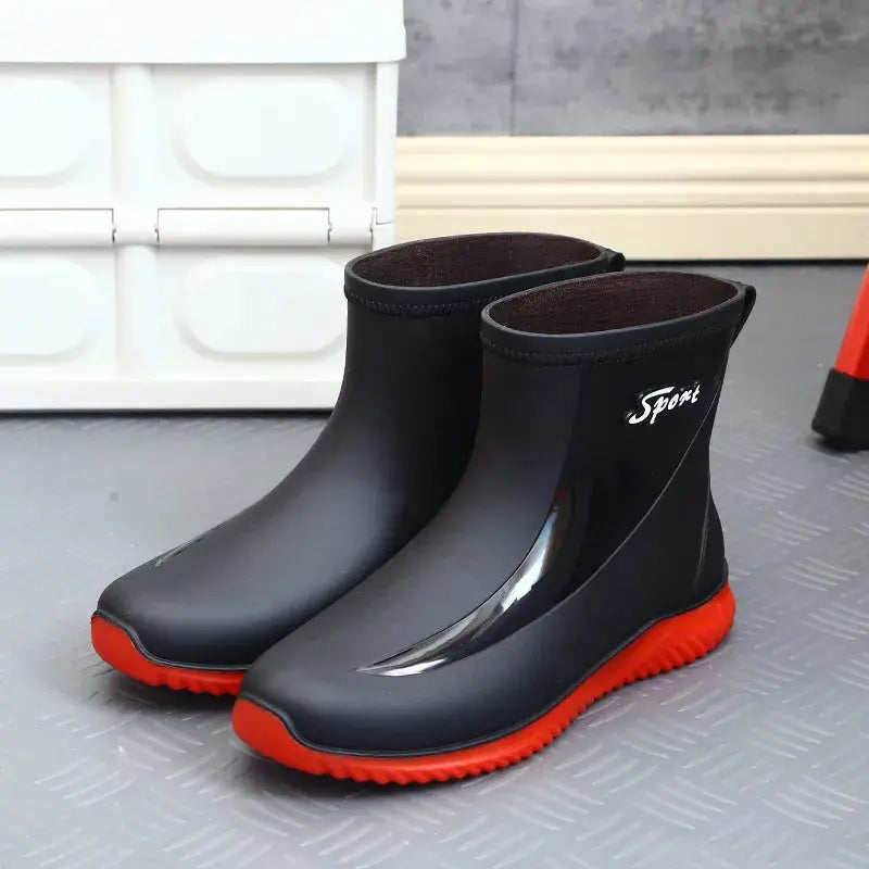 New Mens Rain Boots  Anti-slip Wear-resistant Outdoor Waterproof Shoes -  Streetsharks