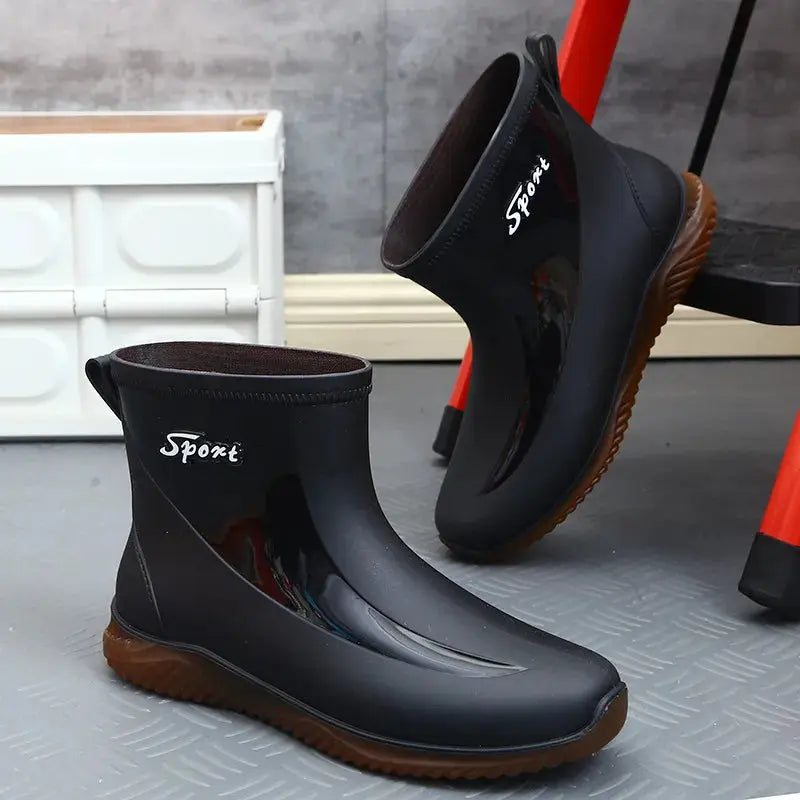 New Mens Rain Boots  Anti-slip Wear-resistant Outdoor Waterproof Shoes -  Streetsharks