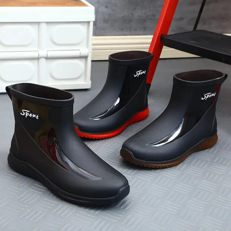 New Mens Rain Boots  Anti-slip Wear-resistant Outdoor Waterproof Shoes Streetsharks