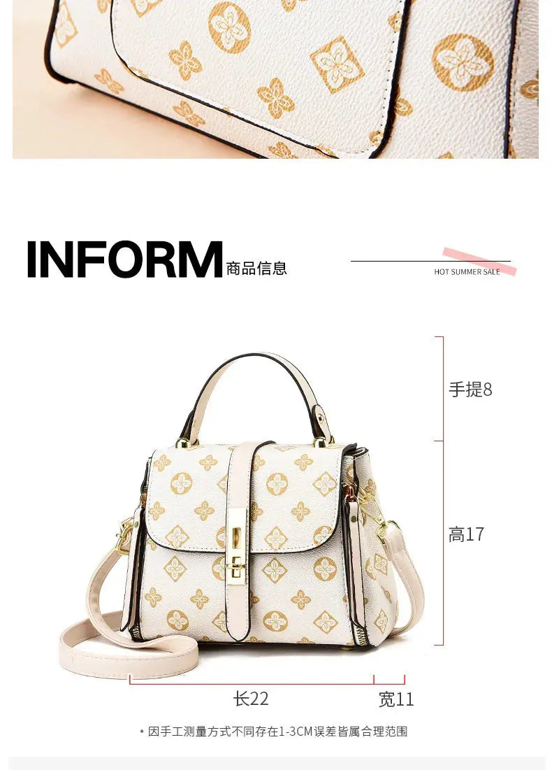 New Texture Printed Live Streaming Style, Stylish And Cute, Simple Small Square Bag, One Shoulder Crossbody luxury design Streetsharks