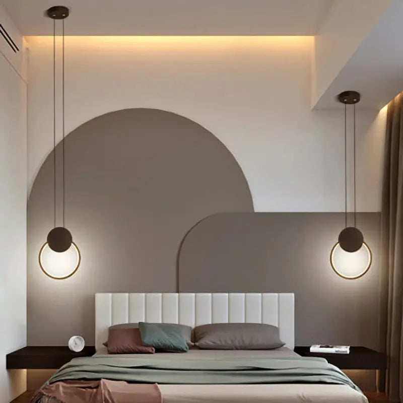 Nordic Round Ring LED Pendant Lights Bedside Bedroom Kitchen Fixture Hanging Lamps Streetsharks