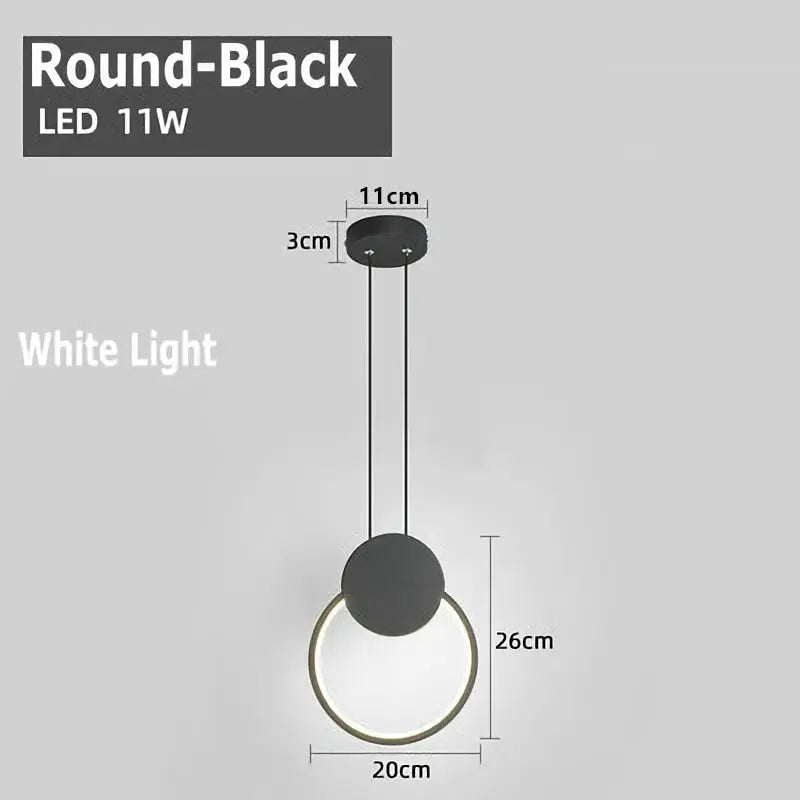 Nordic Round Ring LED Pendant Lights Bedside Bedroom Kitchen Fixture Hanging Lamps Streetsharks