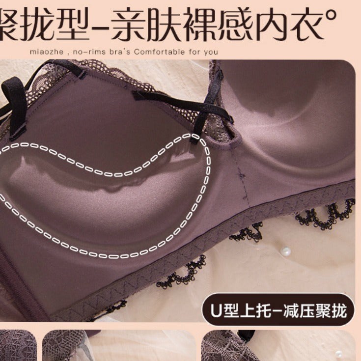 Underwear Women's Small Chest Push-up Thin Bra Adjustable Sexy Non-rims Laptop Anti-sagging Bra