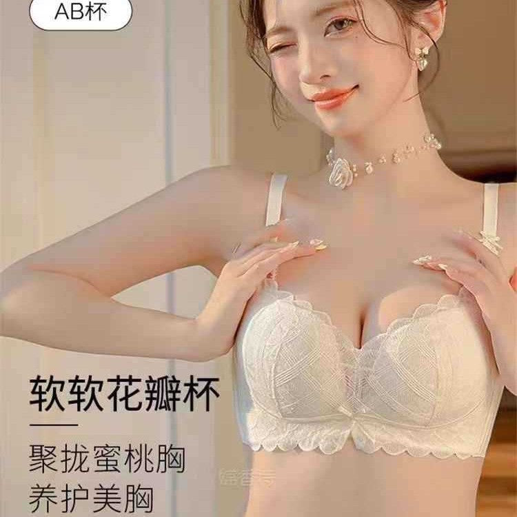 Lace Small Chest Push-up Bra No Steel Ring Underwear Women's 2025 New Anti-sagging Breast Bra Pure Suit