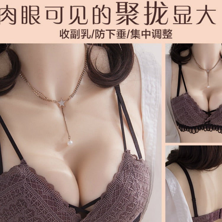 Underwear Women's Small Chest Push-up Thin Bra Adjustable Sexy Non-rims Laptop Anti-sagging Bra