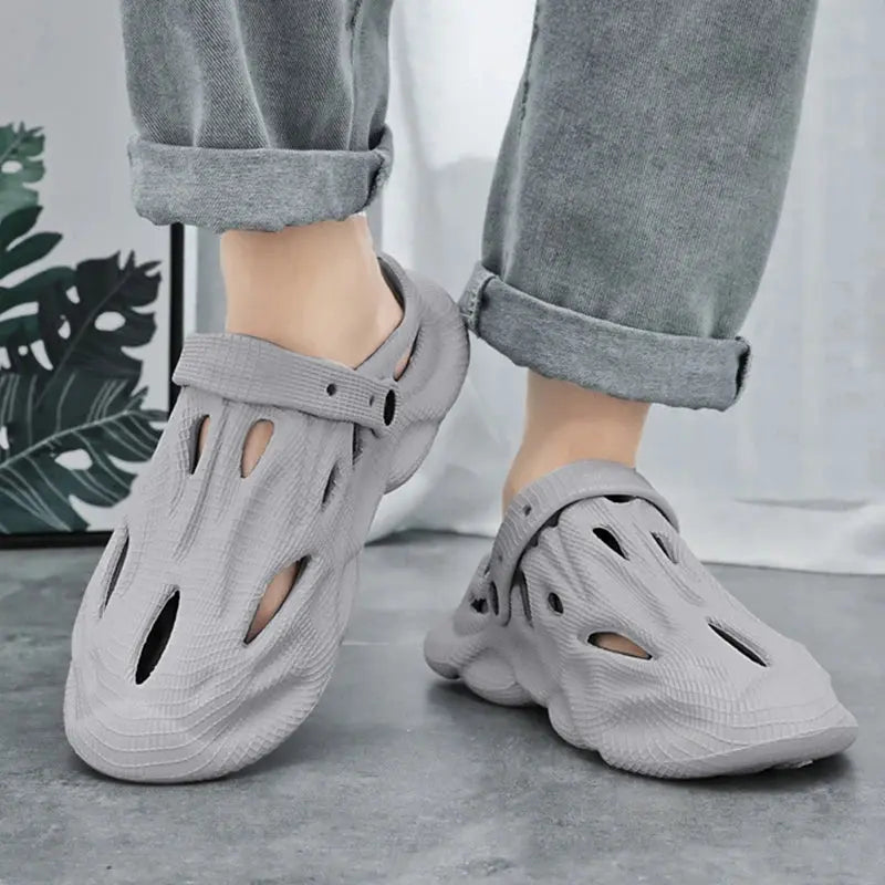 Pallene New Summer Men Beach Slippers Casual Garden Shoes Outdoor Soft Cloud Slippers Non-slip Casual Home Sandals Breath Shoes Streetsharks