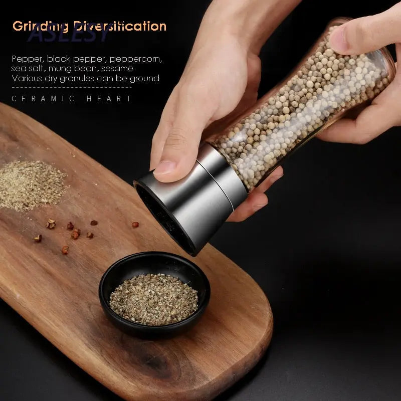 Pepper Grinder Salt Shaker Best Spice Mill with Brushed Stainless Steel Streetsharks