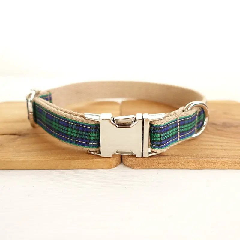 Personalized Pet Collar Scottish Plaid Custom Puppy Cat Streetsharks