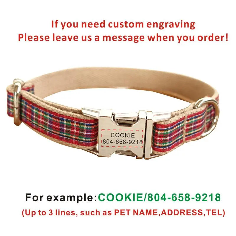 Personalized Pet Collar Scottish Plaid Custom Puppy Cat Streetsharks