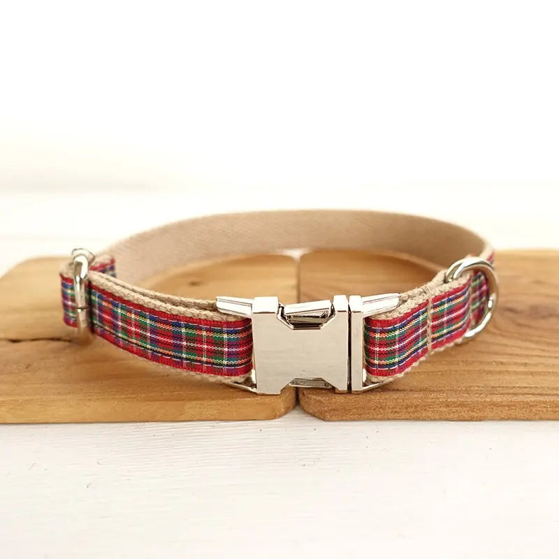 Personalized Pet Collar Scottish Plaid Custom Puppy Cat Streetsharks