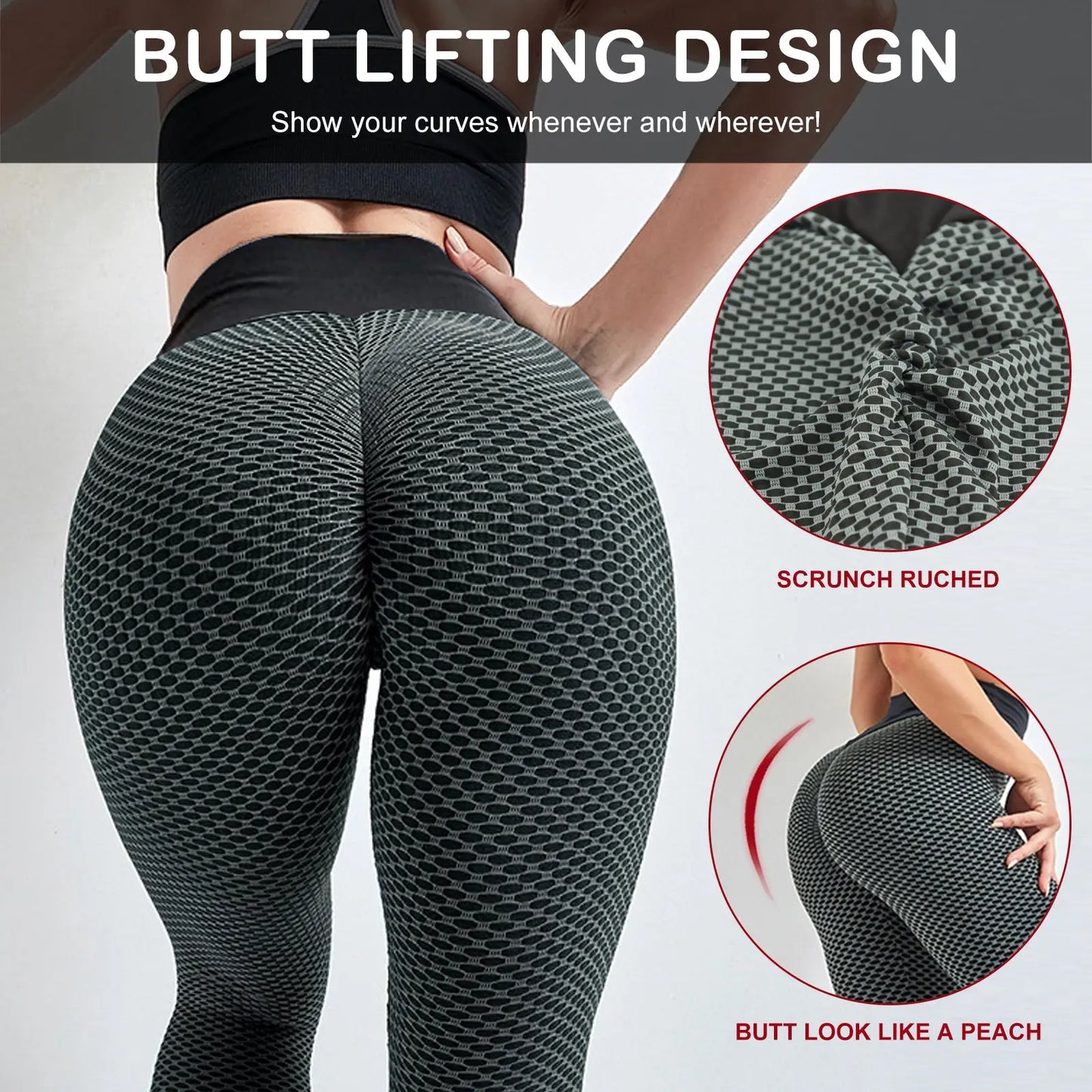 Plus Size Sports High Waist Yoga Pants; Women's Butt Lifting Workout Tights StreetSharks