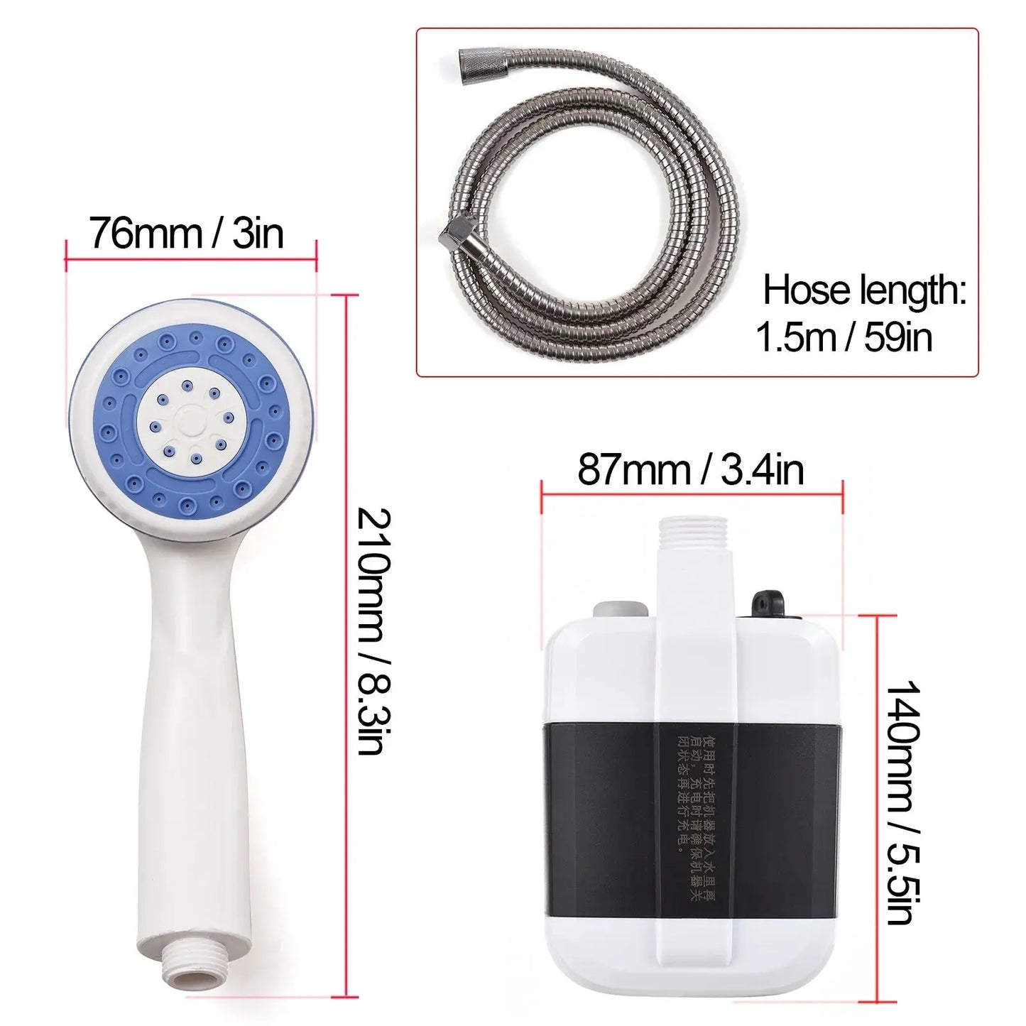 Portable Camping Shower Outdoor USB Rechargeable Electric Shower Pump for Camping Car Washing Gardening Pet Cleaning - Streetsharks