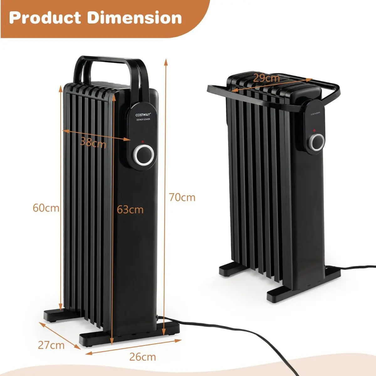 Portable Electric Heater with Overheat and Tip-Over Protection