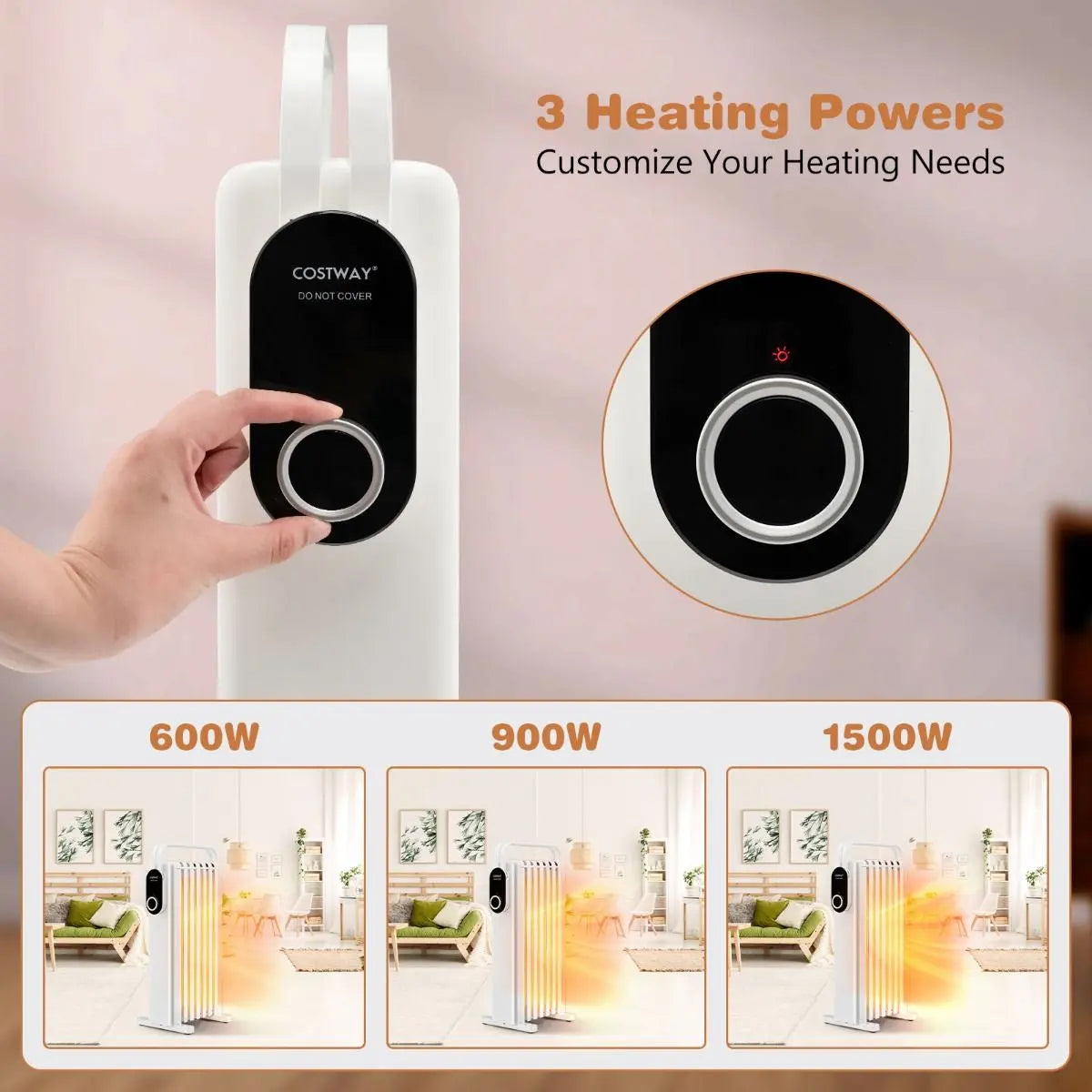 Portable Electric Heater with Overheat and Tip-Over Protection