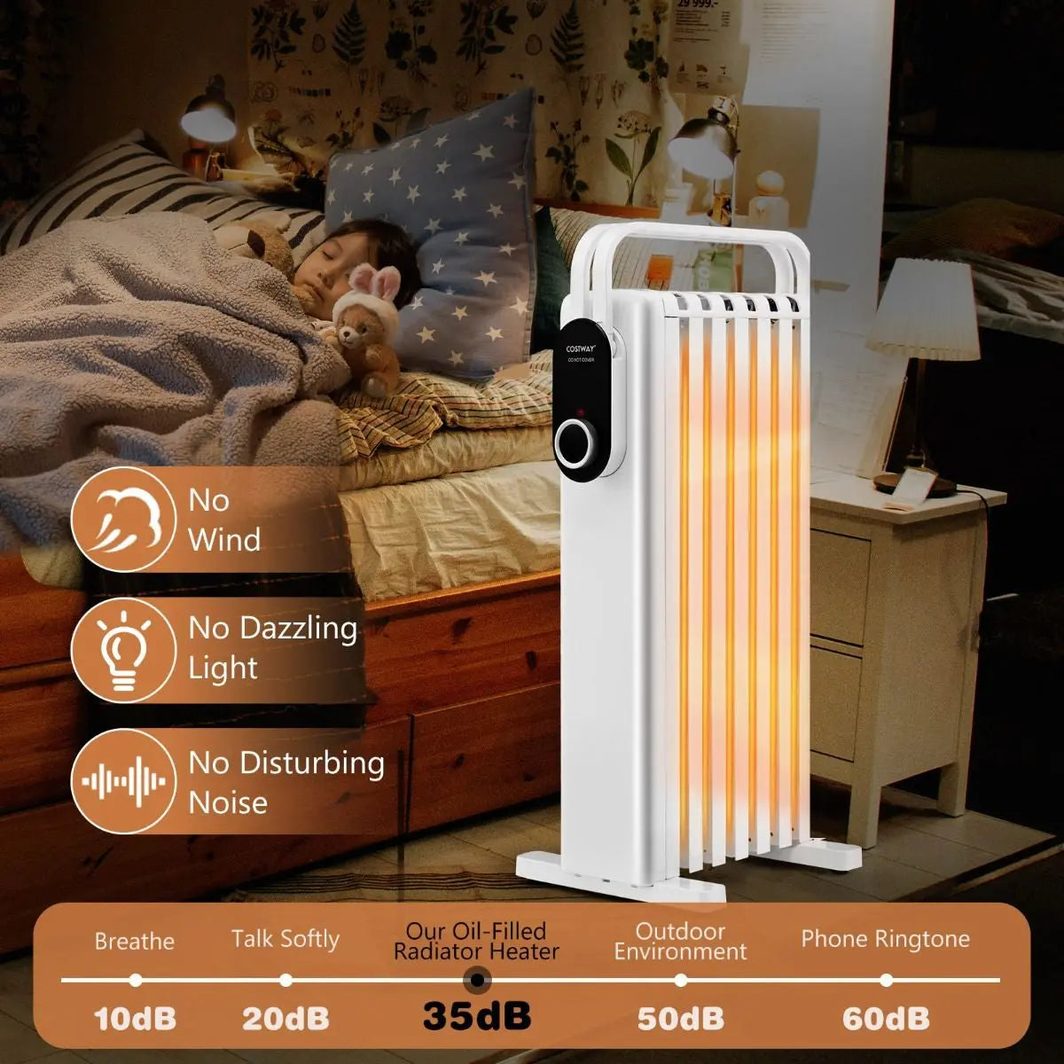 Portable Electric Heater with Overheat and Tip-Over Protection