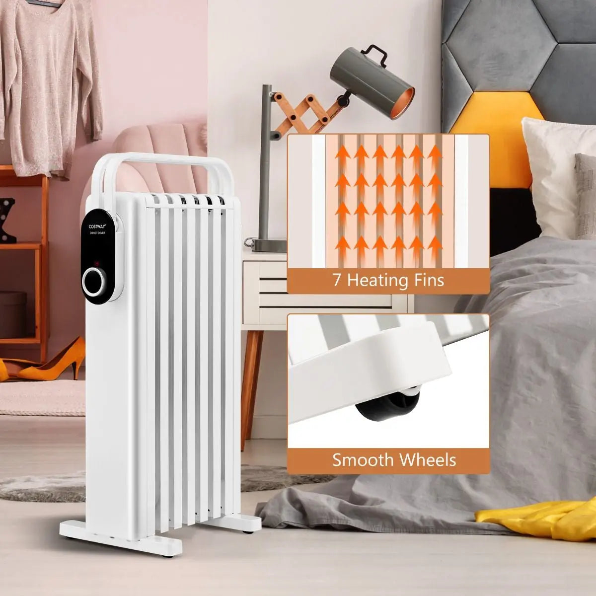 Portable Electric Heater with Overheat and Tip-Over Protection