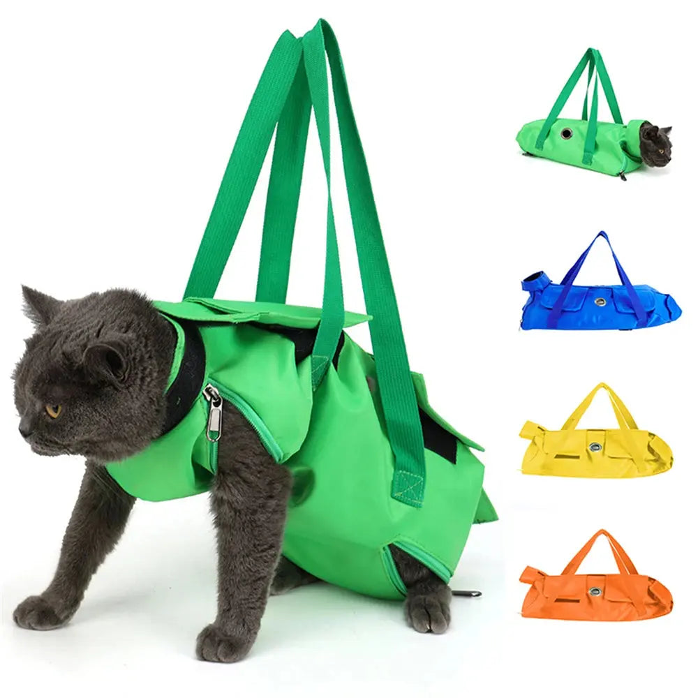 Portable Folding Cat Backpack Puppy Carrier Dog Walking Pet Accessories Cat Grooming Restraint Fixed Bags Pet Carrier Sling Bag Streetsharks