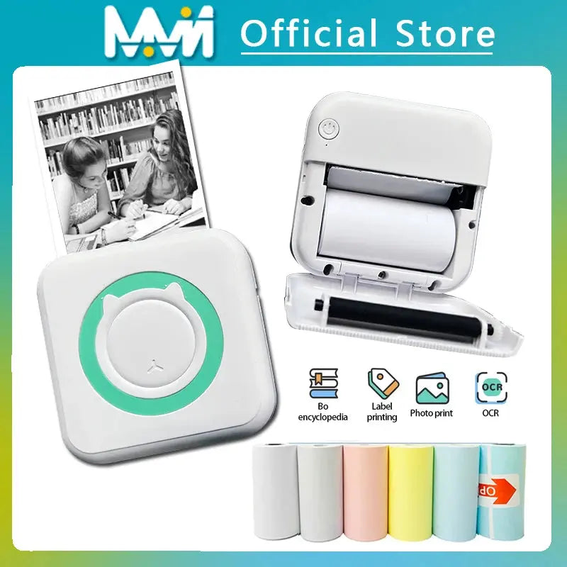 Portable Mini Thermal Printer Wirelessly BT 203dpi Photo Label Memo Wrong Question Printing With USB Cable Imprimante Portable Streetsharks