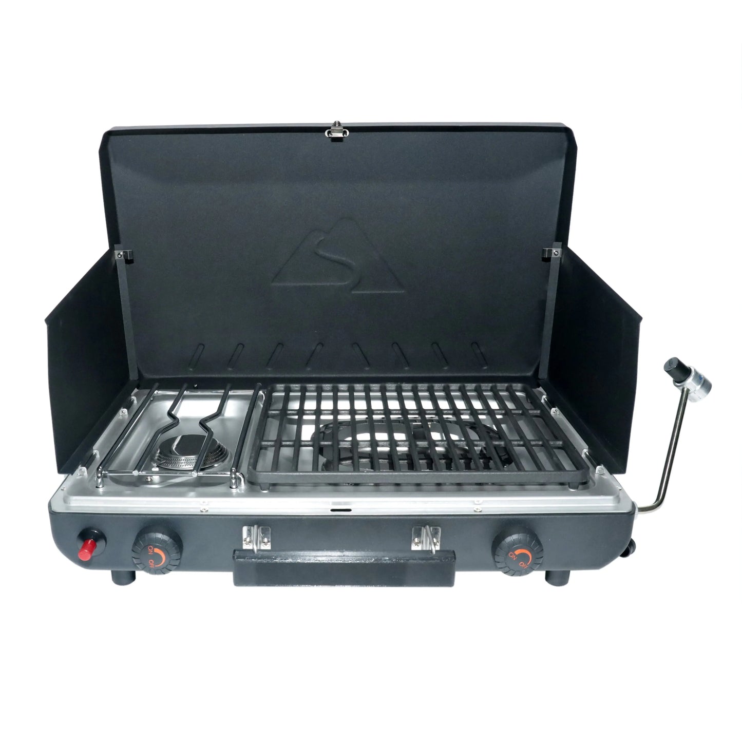 camp stove with 2 burners Propane 2-In-1 Portable 2 Burner Grill Camp Stove, Model GCT2220WB - Streetsharks