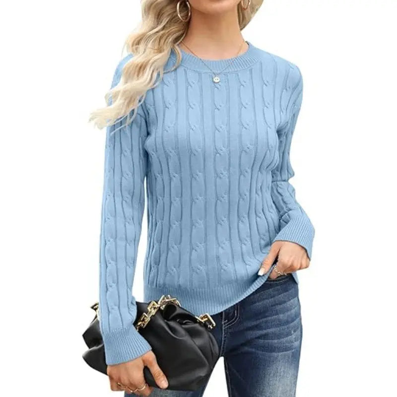 Pullover Base Long-sleeved Sweater Solid Color Round Neck Women's Sweater StreetSharks