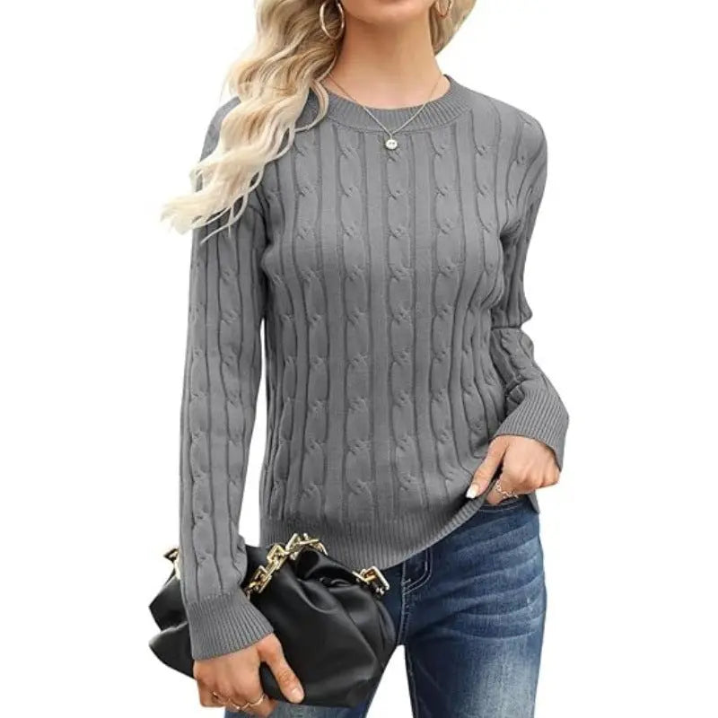 Pullover Base Long-sleeved Sweater Solid Color Round Neck Women's Sweater StreetSharks