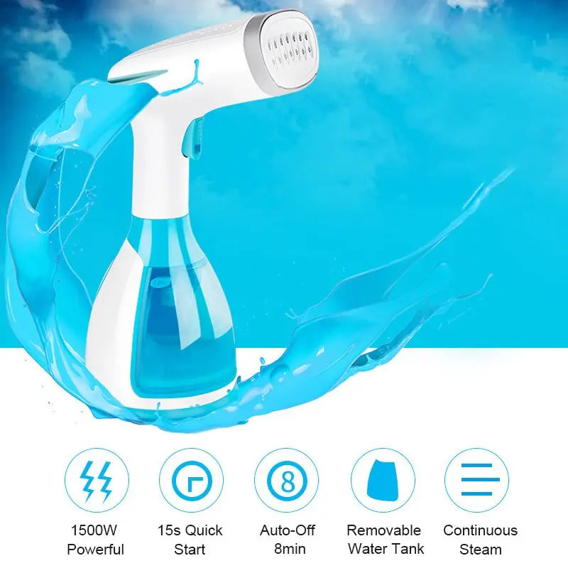 Quick-Heat Hand Garment Iron Steamer for Clothes 1500W Powerful 280ml Portable Streetsharks