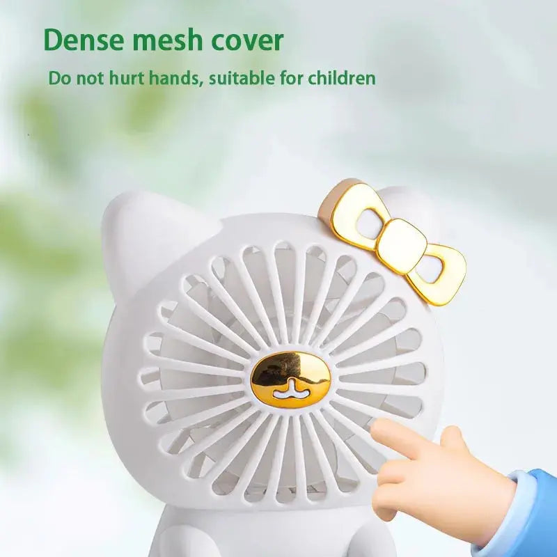 Rechargeable Mini Fan Cute Pet Desktop Fans For Students Silent Usb Fan With Night Light Two Wind Speed Air Cooler Streetsharks