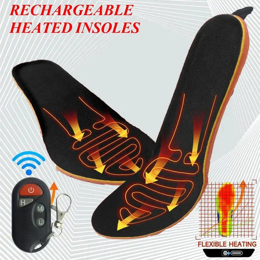 Rechargeable USB Electric Foot Warmer Heated Insoles Heating Soles Boots Insert with Remote Control for Man Women Streetsharks