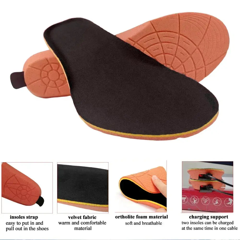 Rechargeable USB Electric Foot Warmer Heated Insoles Heating Soles Boots Insert with Remote Control for Man Women Streetsharks